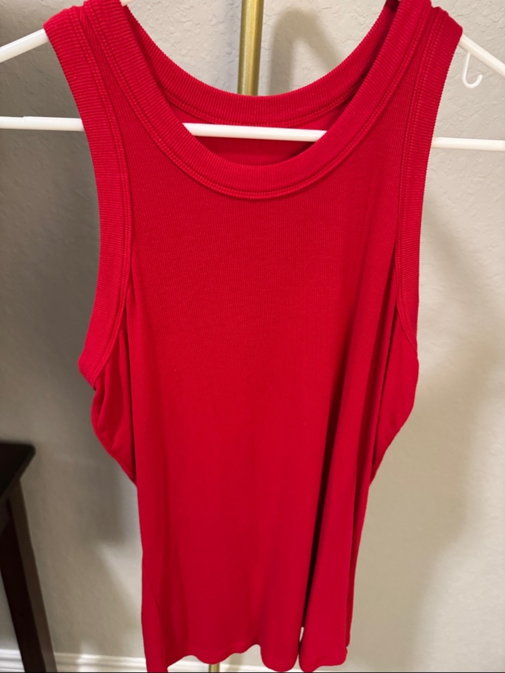 Women’s Ribbed Red Tank Top - Sleek Sleeveless Layering Piece